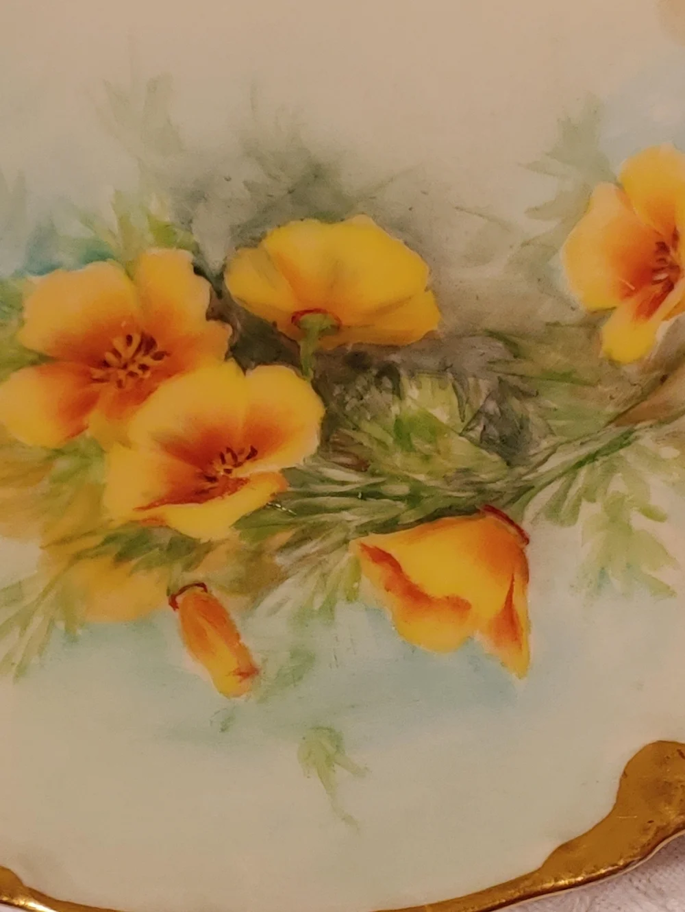 Haviland Yellow Floral Porcelain Plate with Gold Rim - Picture 2 of 3